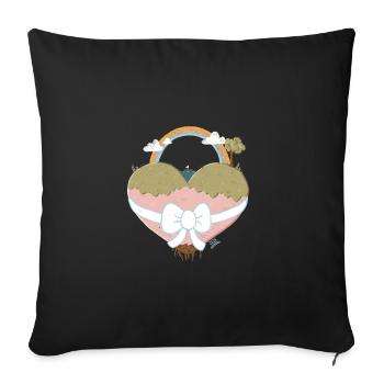 Paysage du cœur avec arc-en-ciel - Housse de coussin décorative 45 x 45 cm - noir - Devant