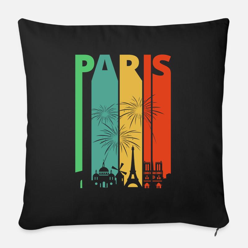 Weinlese Retro Paris. Frankreich. Stadtbild. Horizont. - Sofakissenbezug 45 x 45 cm - Schwarz