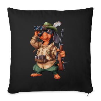 Witzger Jagdhund für einen Jäger mit Hund - Sofakissenbezug 45 x 45 cm - Schwarz - Vorne
