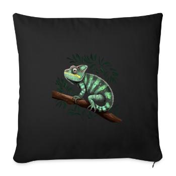 Chameleon Branch Reptiles - Sofa pillowcase 17,3'' x 17,3'' (45 x 45 cm) - black - Front