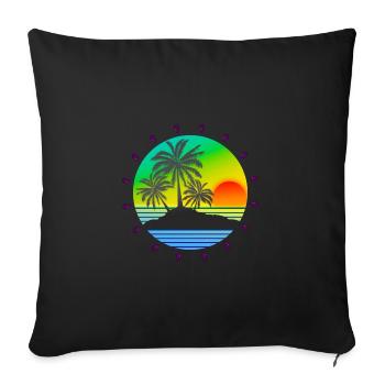 Beautiful island image with sunrays. Holiday motif - Sofa pillowcase 17,3'' x 17,3'' (45 x 45 cm) - black - Front