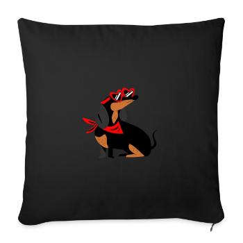 süße Dackel Hündin Hund Dachshund Teckel - Sofakissenbezug 45 x 45 cm - Schwarz - Vorne