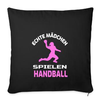 Mädchen Handball Spielerin Spruch Handballerin - Sofakissenbezug 45 x 45 cm - Schwarz - Vorne