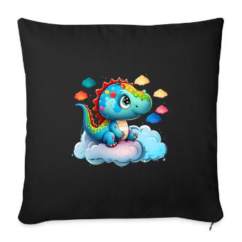 Dinosaure Bébé Enfant Arc-en-ciel Cadeau - Housse de coussin décorative 45 x 45 cm - noir - Devant