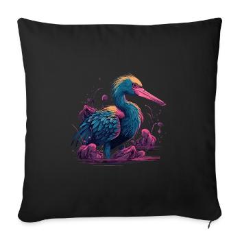 Pélican Oiseau aquatique - Housse de coussin décorative 45 x 45 cm - noir - Devant