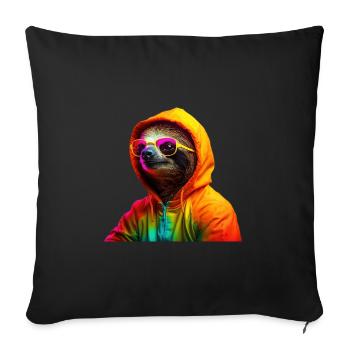 Sloth Sunglasses Cool Sloth Wilderness - Sofa pillowcase 17,3'' x 17,3'' (45 x 45 cm) - black - Front
