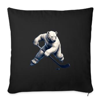 Action de hockey sur glace Polar Bear Hockey Player - Housse de coussin décorative 45 x 45 cm - noir - Devant