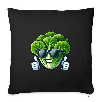 Cooler veganer Salat mit Sonnenbrille Vegetarisch - Sofakissenbezug 45 x 45 cm - Schwarz - Vorne