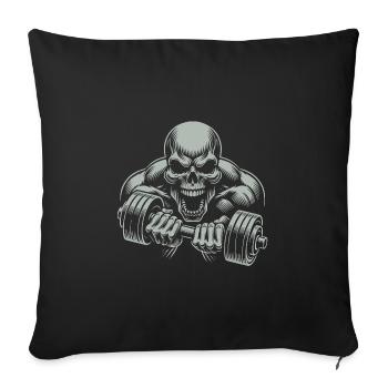 No Limit Hard Workout Skull with Dumbbell - Sofa pillowcase 17,3'' x 17,3'' (45 x 45 cm) - black - Front