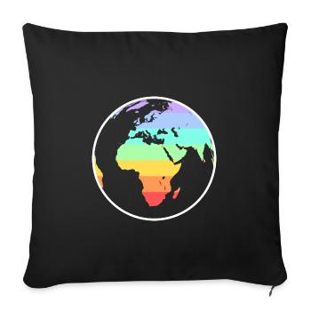 Rainbow world - Sofa pillowcase 17,3'' x 17,3'' (45 x 45 cm) - black - Front