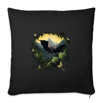 Chauves-souris Amoureux des animaux Nature Forêt tropicale Jungle - Housse de coussin décorative 45 x 45 cm - noir - Devant
