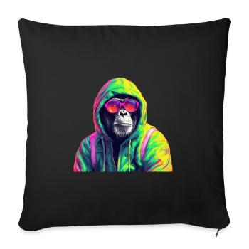 Chimpanzee with Sunglasses Colorful Cool Monkey - Sofa pillowcase 17,3'' x 17,3'' (45 x 45 cm) - black - Front