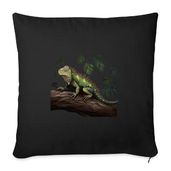 iguana branch reptiles green iguana - Sofa pillowcase 17,3'' x 17,3'' (45 x 45 cm) - black - Front