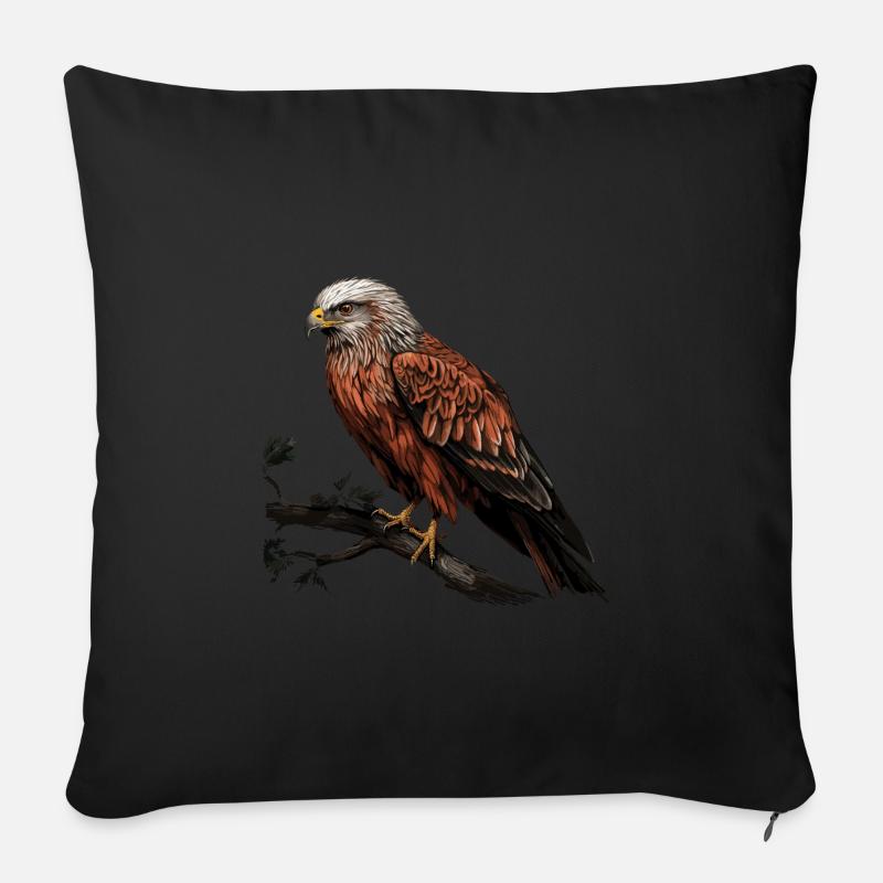 Roter Milan Vogel Greifvogel - Sofakissenbezug 45 x 45 cm - Schwarz