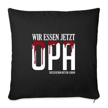 Deutschlehrer Wortwitz Witz Satzzeichen Geschenk - Sofakissenbezug 45 x 45 cm - Schwarz - Vorne
