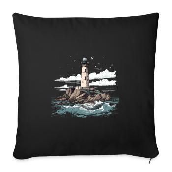 Lighthouse Coast Sea Sea Ocean Baltic Sea North Sea - Sofa pillowcase 17,3'' x 17,3'' (45 x 45 cm) - black - Front