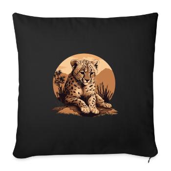 Cheetah Wildcat Animals Africa Wilderness - Sofa pillowcase 17,3'' x 17,3'' (45 x 45 cm) - black - Front