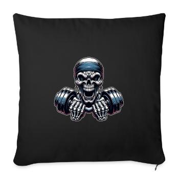 No Limit Workout Bodybuilding Skull with Dumbbell - Sofa pillowcase 17,3'' x 17,3'' (45 x 45 cm) - black - Front