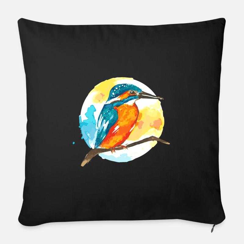 Martin pêcheur - Housse de coussin décorative 45 x 45 cm - noir