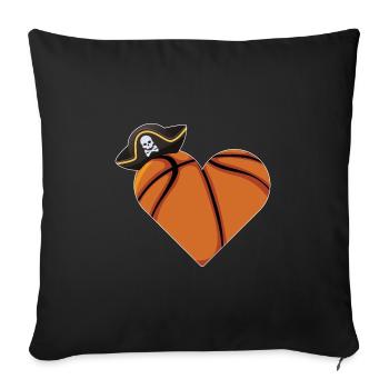 Cadeau de basket-ball Heart Pirate - Housse de coussin décorative 45 x 45 cm - noir - Devant
