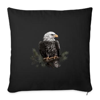 Forêt animale d’aigle à tête blanche - Housse de coussin décorative 45 x 45 cm - noir - Devant