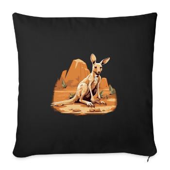 Kangaroo Baby Kangaroo Marsupial Kangaroo - Sofa pillowcase 17,3'' x 17,3'' (45 x 45 cm) - black - Front