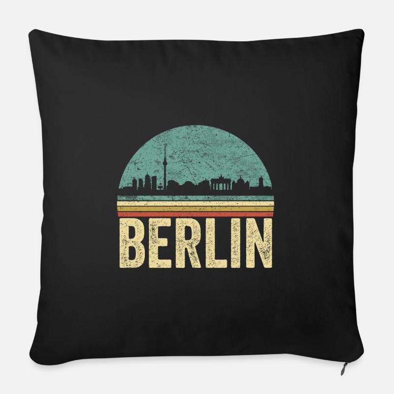 BERLIN RETRO Vintage 70er 80er Souvenir Geschenk - Sofakissenbezug 45 x 45 cm - Schwarz