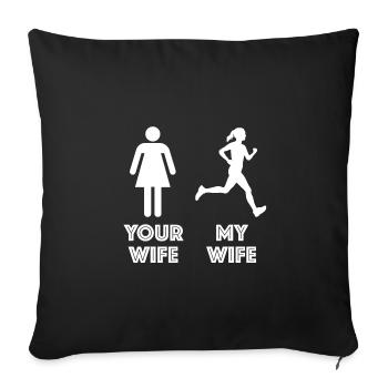 Votre femme - Ma femme | Fitness, sport, entraînement - Housse de coussin décorative 45 x 45 cm - noir - Devant