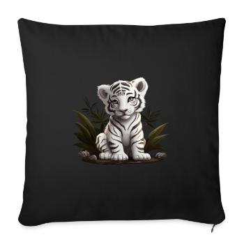 Baby White Tiger Wildcat Jungle - Sofa pillowcase 17,3'' x 17,3'' (45 x 45 cm) - black - Front
