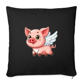 Cute Pig Angel Cartoon with Halo - Sofa pillowcase 17,3'' x 17,3'' (45 x 45 cm) - black - Front