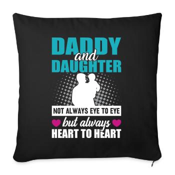 Daddy and daughter always heart to heart - Housse de coussin décorative 45 x 45 cm - noir - Devant