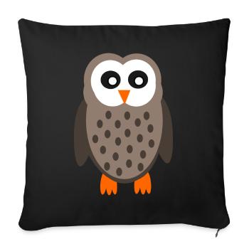 lustige Eule Eulen T-shirt  - Sofakissenbezug 45 x 45 cm - Schwarz - Vorne