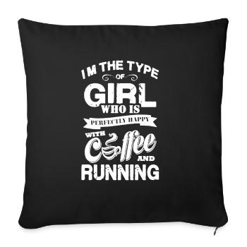 Happy With Coffee And Running - Sofa pillowcase 17,3'' x 17,3'' (45 x 45 cm) - black - Front