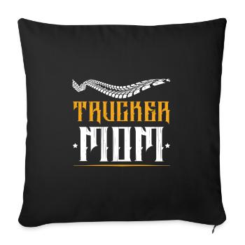 Citation d’une maman camionneuse - Housse de coussin décorative 45 x 45 cm - noir - Devant