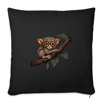 Leprechaun Lemur Bébé Singe Primate sur branche - Housse de coussin décorative 45 x 45 cm - noir - Devant