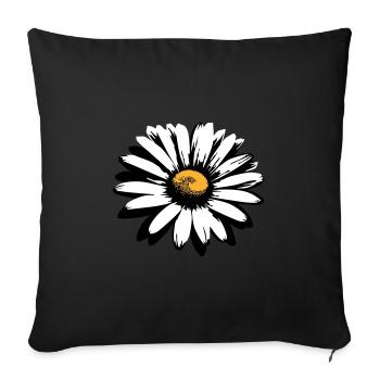Gänseblümchen stilisiertes süß - Sofakissenbezug 45 x 45 cm - Schwarz - Vorne