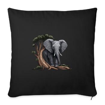 Eléphant Afrique Asie Animal - Housse de coussin décorative 45 x 45 cm - noir - Devant