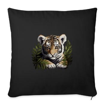 Baby Tiger Wildcat Jungle - Sofa pillowcase 17,3'' x 17,3'' (45 x 45 cm) - black - Front