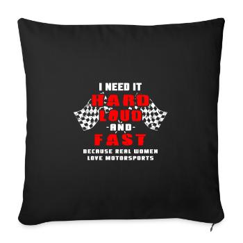 Les femmes aiment le sport automobile - Housse de coussin décorative 45 x 45 cm - noir - Devant