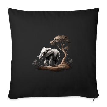 Eléphant Afrique Asie Animal - Housse de coussin décorative 45 x 45 cm - noir - Devant