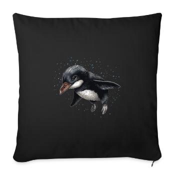 Pingouin Bébé Oiseau Poussin - Housse de coussin décorative 45 x 45 cm - noir - Devant