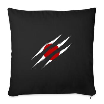 Drapeau du Japon à gratter - Housse de coussin décorative 45 x 45 cm - noir - Devant