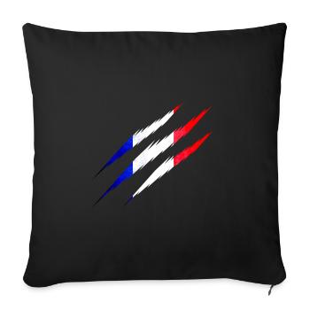 Drapeau france, tricolore, paris, nice, lyon, UE - Housse de coussin décorative 45 x 45 cm - noir - Devant