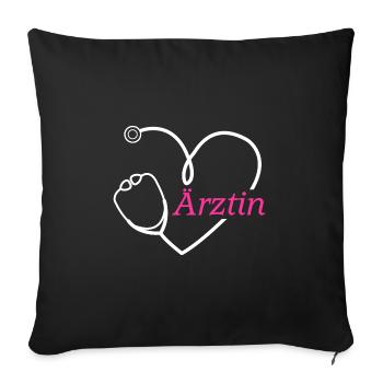Ärztin mit Herz - Sofakissenbezug 45 x 45 cm - Schwarz - Vorne