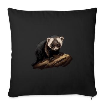 Polecat Baby Animal Forest Nature - Sofa pillowcase 17,3'' x 17,3'' (45 x 45 cm) - black - Front