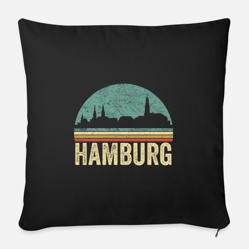 HAMBURG coole Skyline Vintage Souvenir Geschenk - Sofakissenbezug 45 x 45 cm - Schwarz