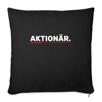 Aktionär und Punkt (weiß/rot) - Sofakissenbezug 45 x 45 cm - Schwarz - Vorne