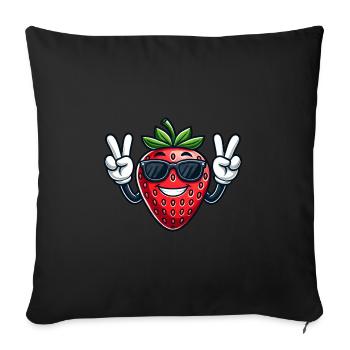 Dessin animé sucré Fraise Paix Fruité - Housse de coussin décorative 45 x 45 cm - noir - Devant