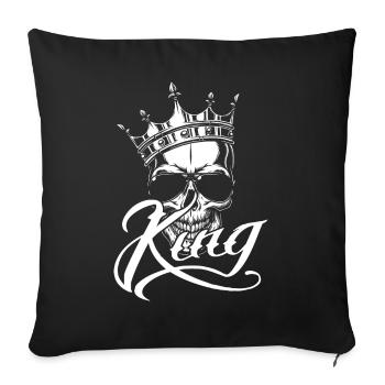 King Skull with Crown - Sofa pillowcase 17,3'' x 17,3'' (45 x 45 cm) - black - Front