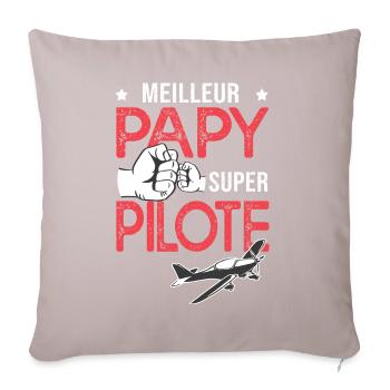 Cadeau papy meilleur papi pilote avion - Housse de coussin décorative 45 x 45 cm - taupe clair - Devant